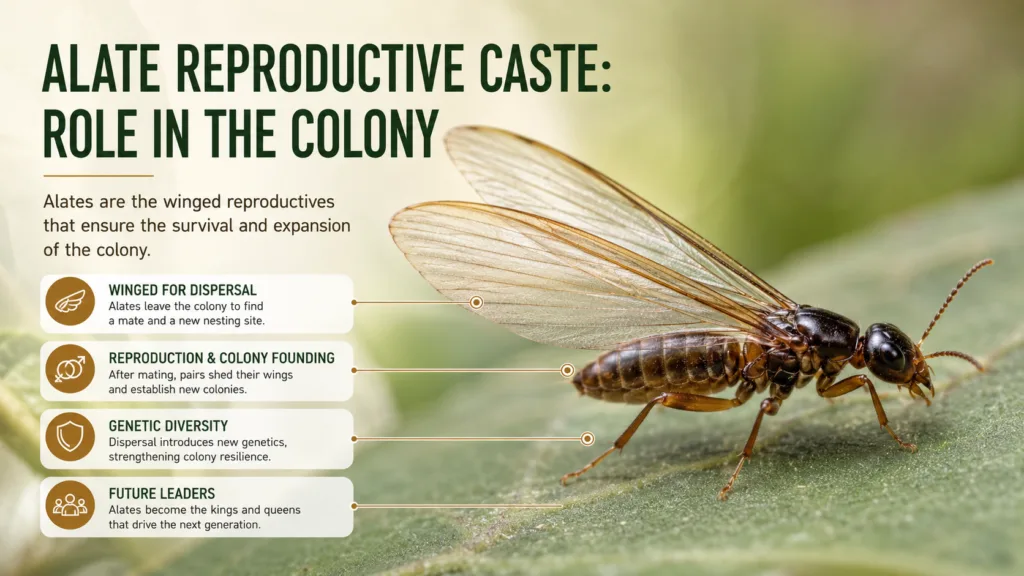 Alate reproductive caste plays a crucial role in colony reproduction and expansion in social insect colonies.