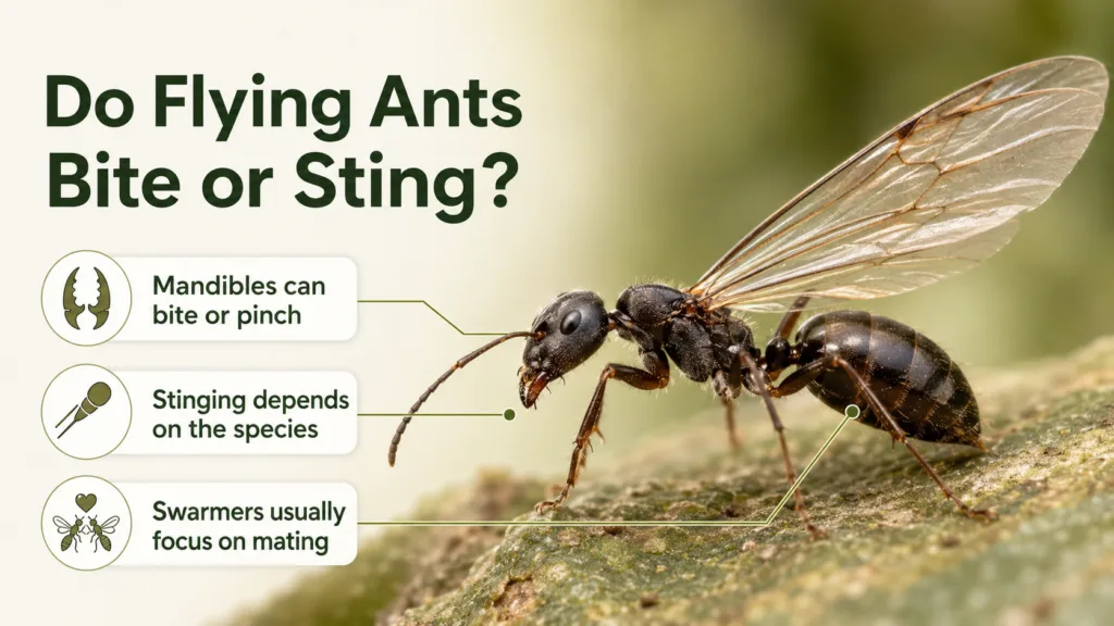 Do flying ants bite or sting? Find out if these insects pose a threat with their biting or stinging abilities.