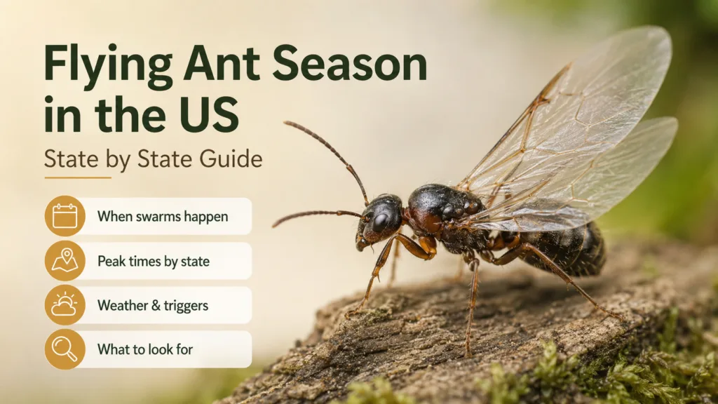 Flying ant season in the US varies by state, with one of the best times to observe them during warm, humid summer months across the country.