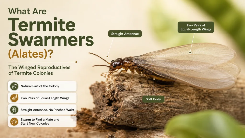 Termite swarmers emerge from the soil to start new colonies, demonstrating what are termite swarmers in nature.