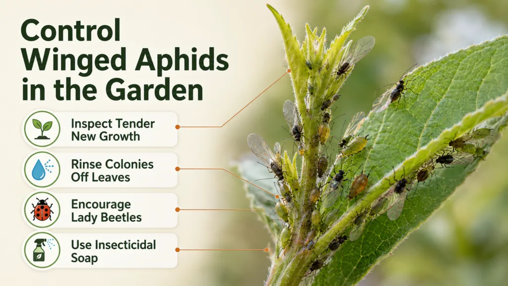 Garden care tips on how to get rid of winged aphids and protect plants from pest infestations naturally.